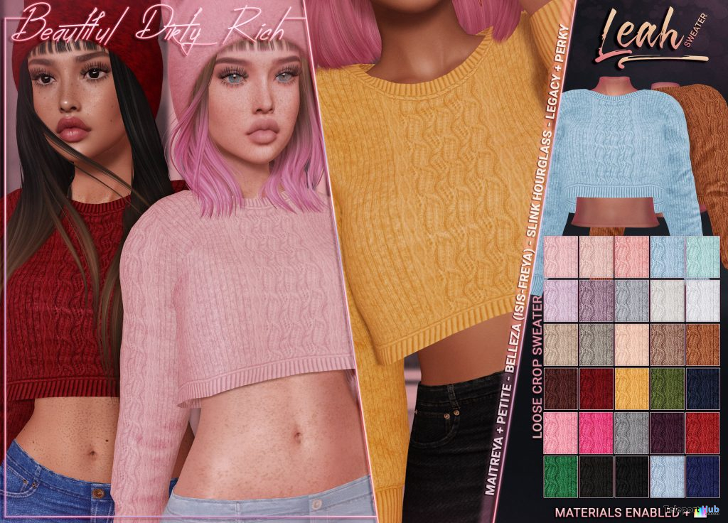 Leah Sweater Fatpack December 2020 Group Gift by Beautiful Dirty Rich - Teleport Hub - teleporthub.com