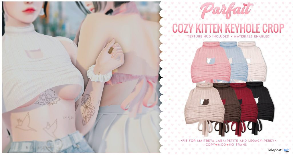 Cozy Kitten Keyhole Crop Top December 2020 Group Gift by parfait - Teleport Hub - teleporthub.com