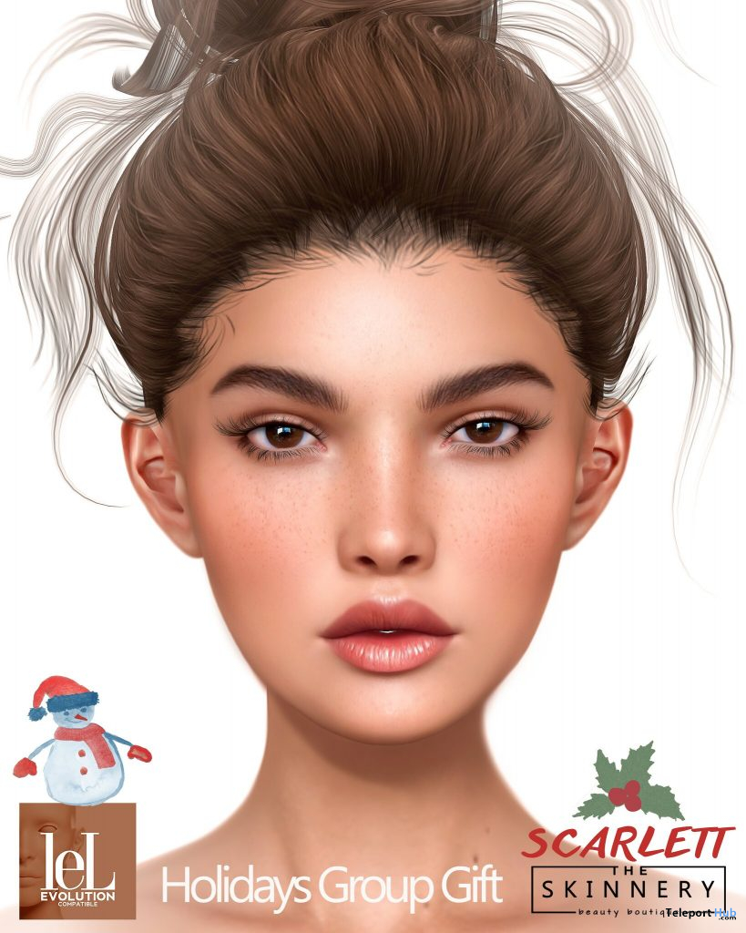 Scarlett Skin & Shape For Lelutka Lilly Head December 2020 Group Gift by The Skinnery - Teleport Hub - teleporthub.com