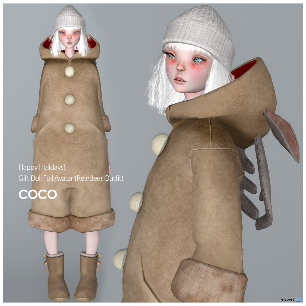 Doll Full Avatar Reindeer Outfit December 2020 Group Gift by COCO Designs - Teleport Hub - teleporthub.com