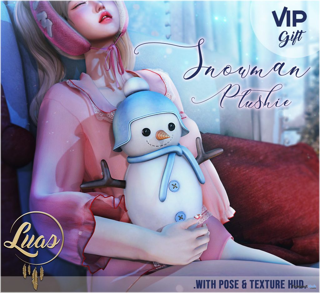 Snowman Plushie December 2020 Group Gift by Luas - Teleport Hub - teleporthub.com