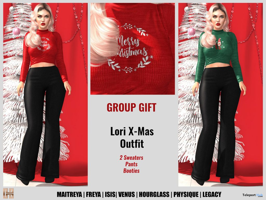 Lori X-MAS Outfit December 2020 Group Gift by Hilly Haalan - Teleport Hub - teleporthub.com
