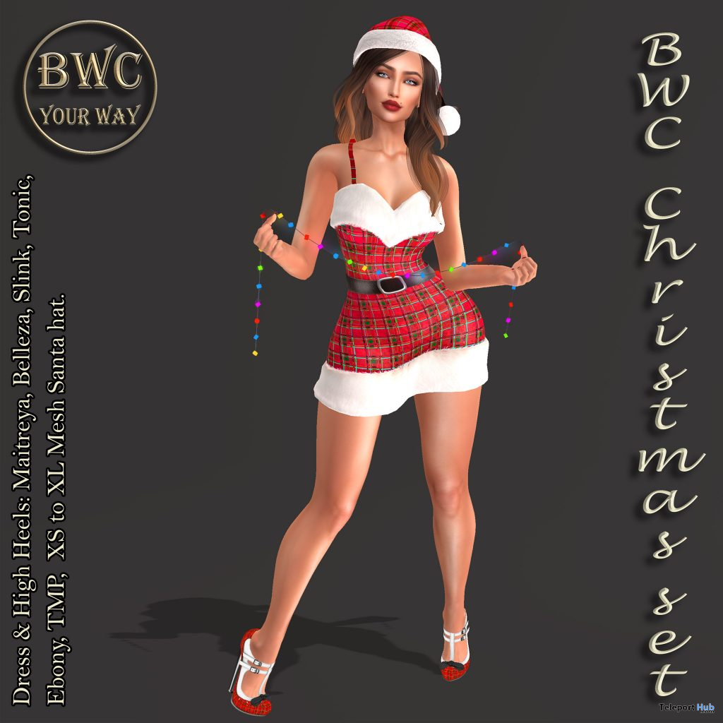 Christmas Dress, High Heels, & Santa Hat December 2020 Gift by BWC_Your Way - Teleport Hub - teleporthub.com