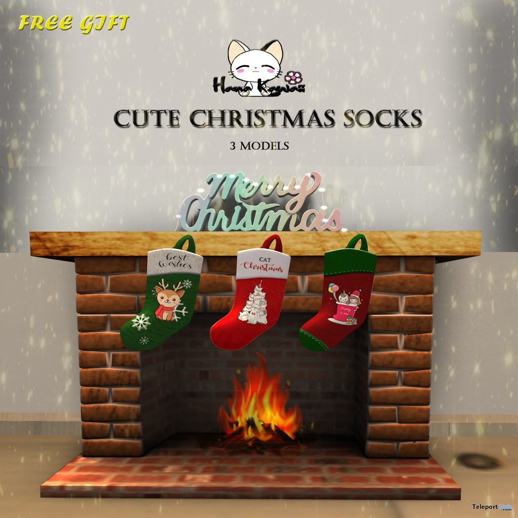 Cute Christmas Socks December 2020 Group Gift by Hana Kawaii - Teleport Hub - teleporthub.com
