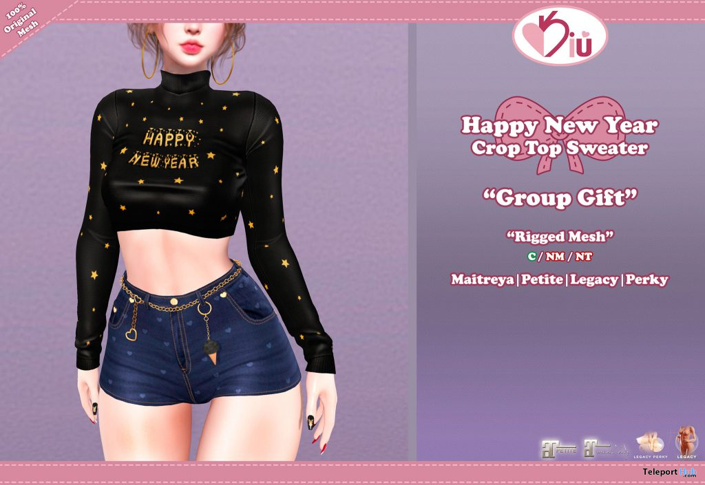 Crop Top Sweater New Year 2021 Group Gift by Kiu - Teleport Hub - teleporthub.com