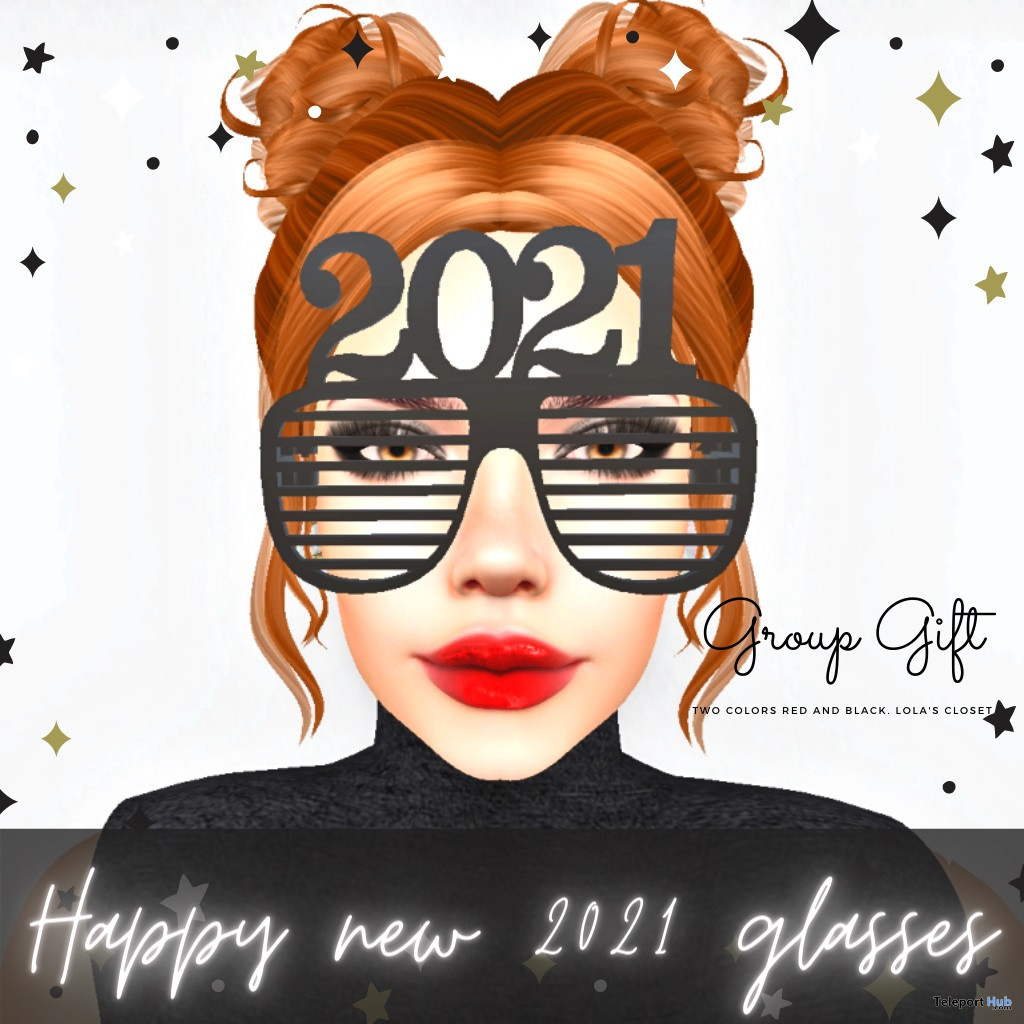 Happy New 2021 Glasses December 2020 Group Gift by Lola’s Closet - Teleport Hub - teleporthub.com