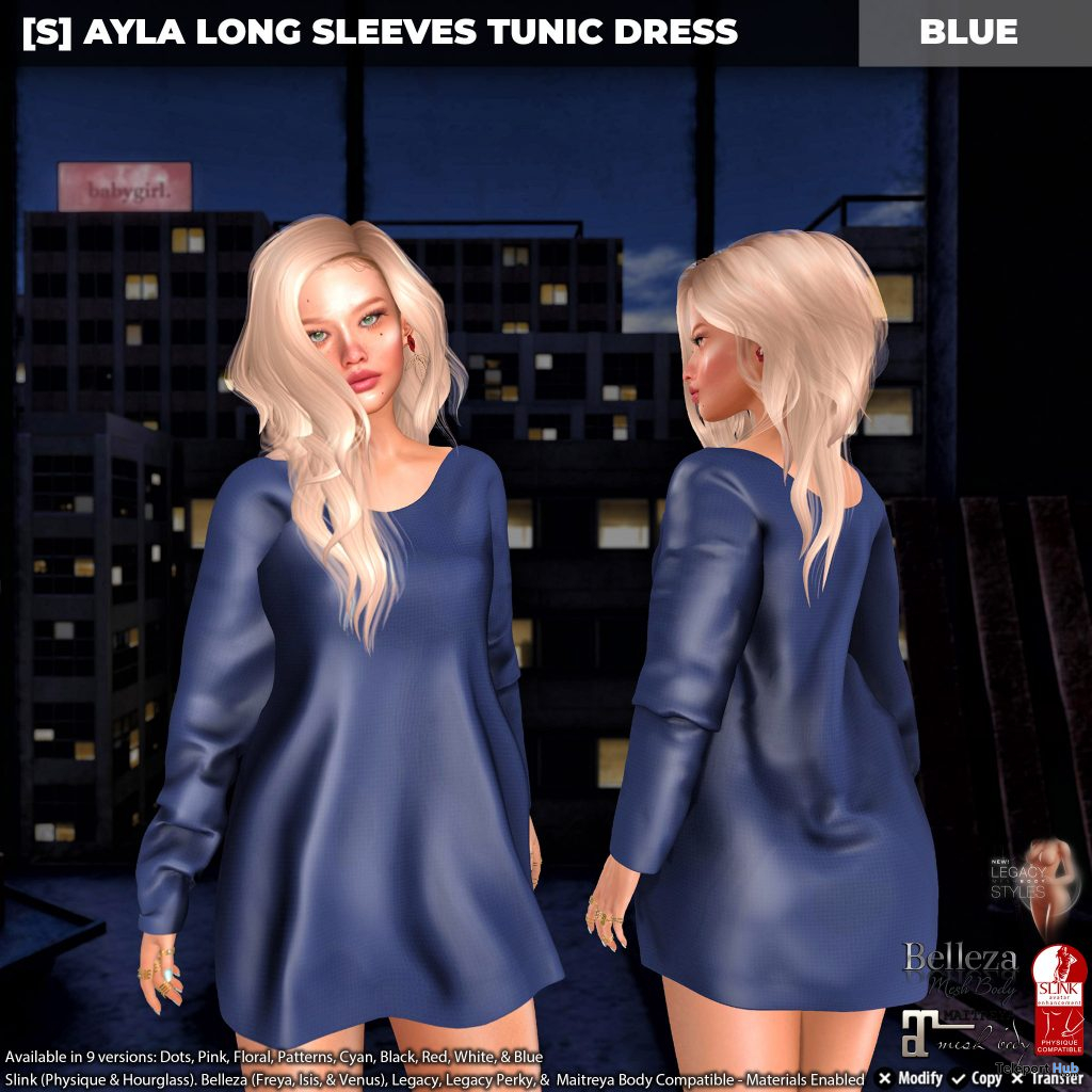 New Release: [S] Ayla Long Sleeves Tunic Dress by [satus Inc] - Teleport Hub - teleporthub.com