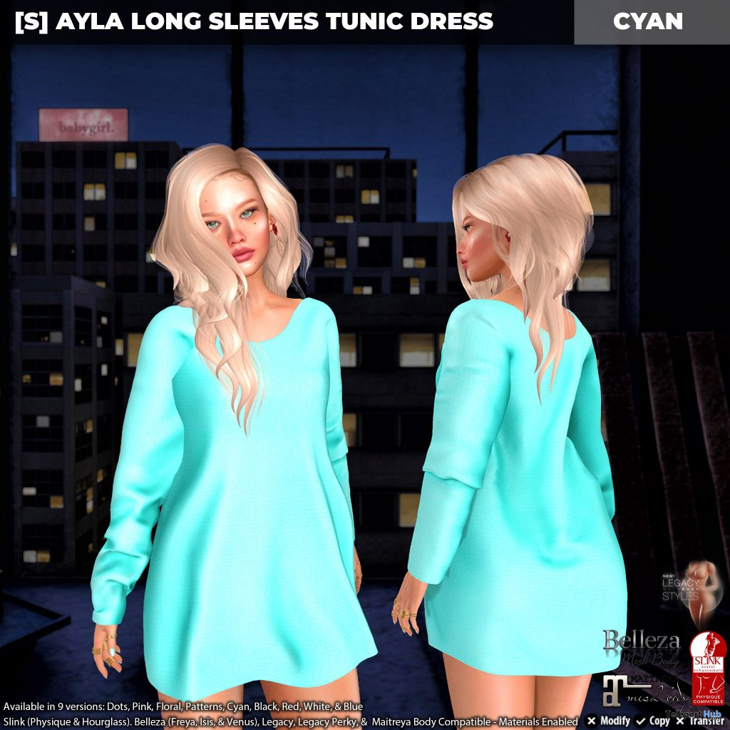 New Release: [S] Ayla Long Sleeves Tunic Dress by [satus Inc] - Teleport Hub - teleporthub.com