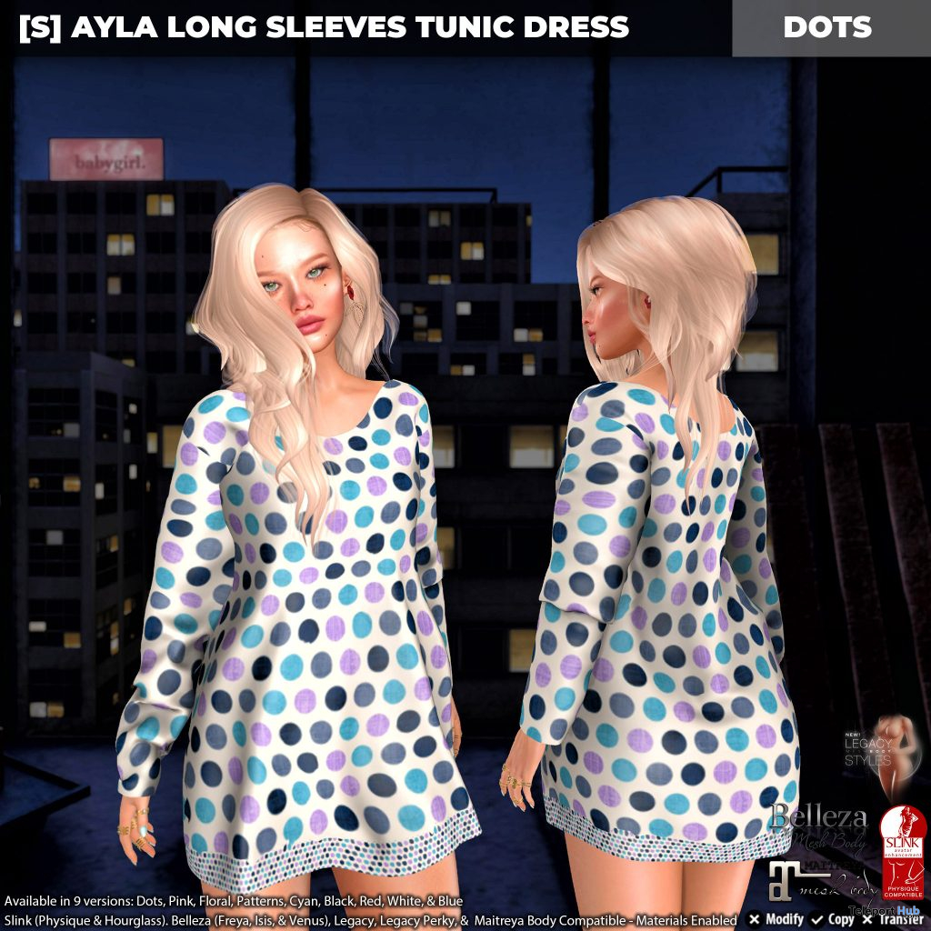 New Release: [S] Ayla Long Sleeves Tunic Dress by [satus Inc] - Teleport Hub - teleporthub.com