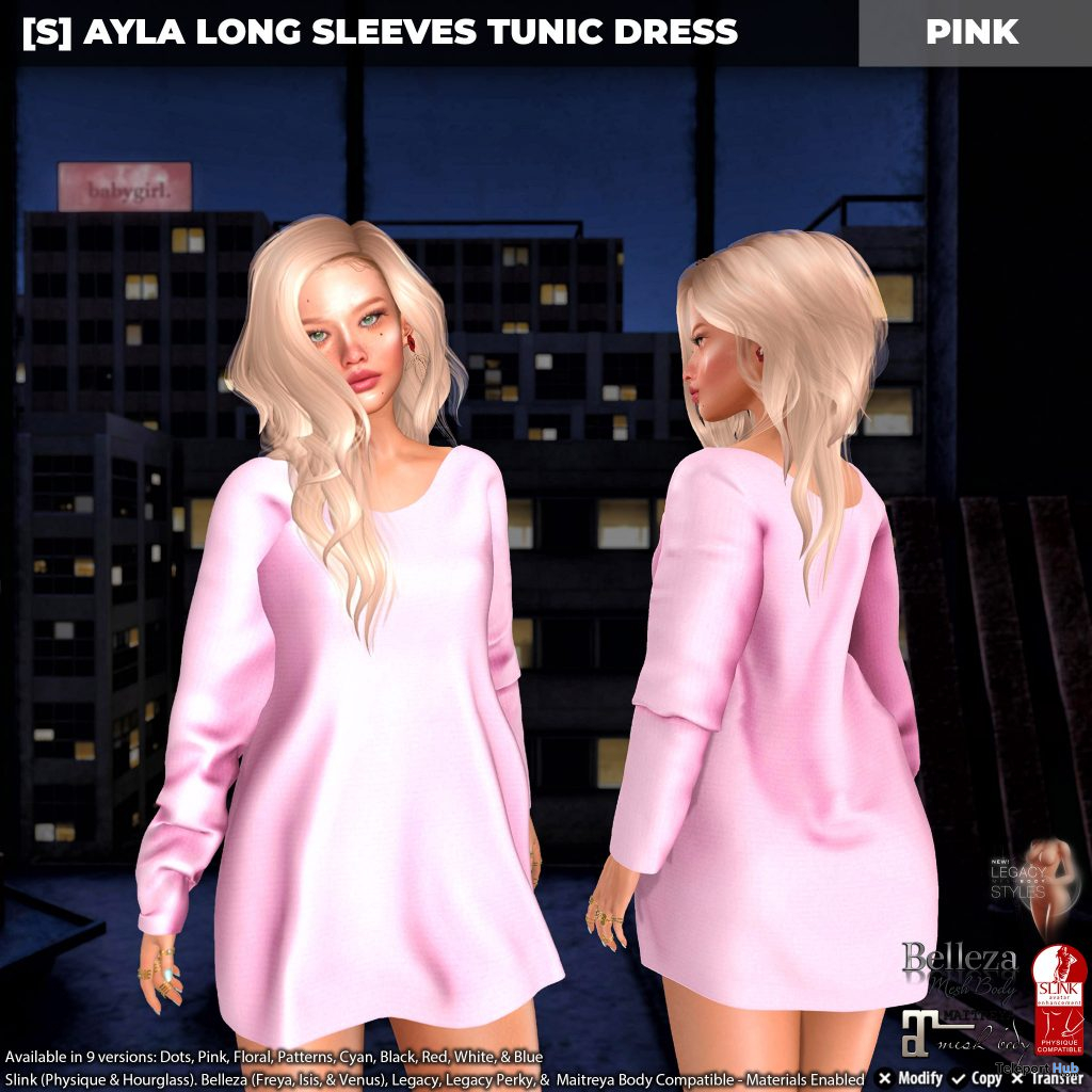 New Release: [S] Ayla Long Sleeves Tunic Dress by [satus Inc] - Teleport Hub - teleporthub.com