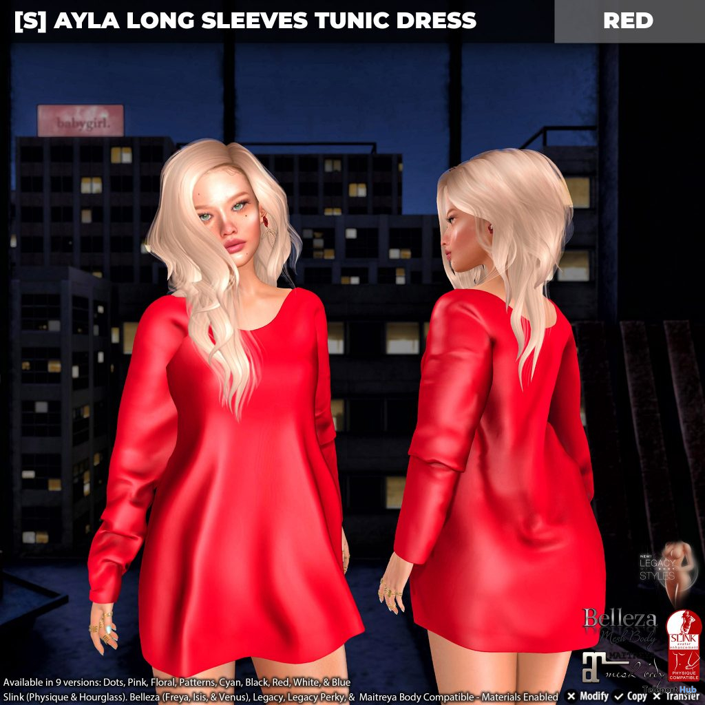 New Release: [S] Ayla Long Sleeves Tunic Dress by [satus Inc] - Teleport Hub - teleporthub.com