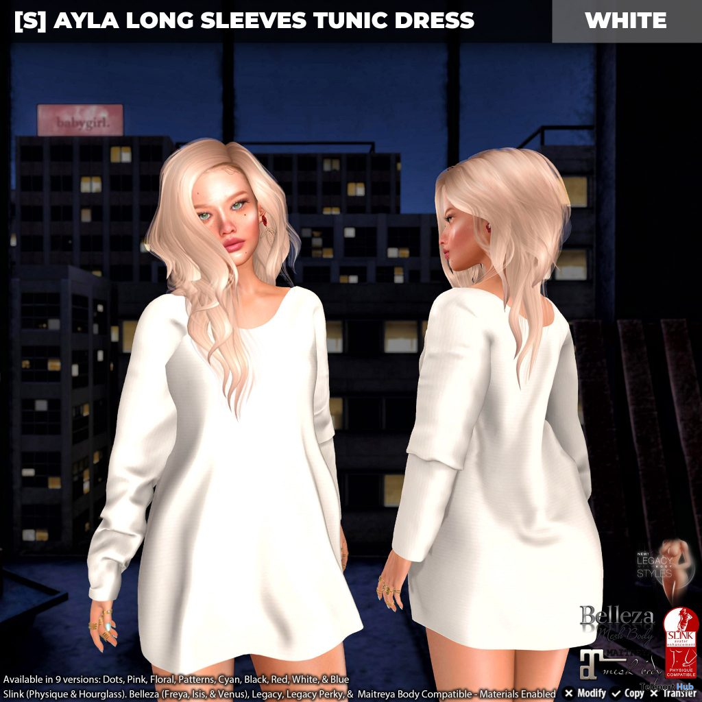 New Release: [S] Ayla Long Sleeves Tunic Dress by [satus Inc] - Teleport Hub - teleporthub.com