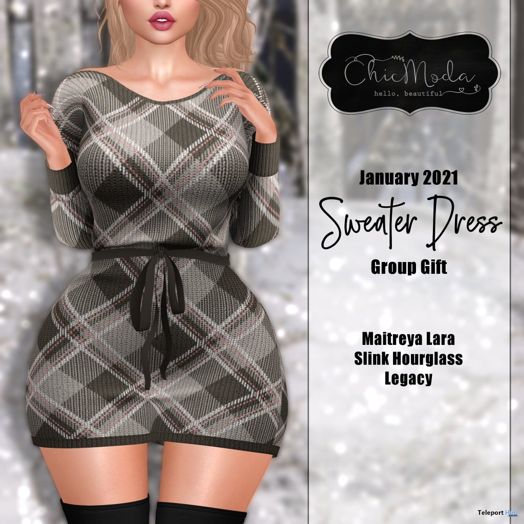 Sweater Dress January 2021 Group Gift by ChicModa - Teleport Hub - teleporthub.com