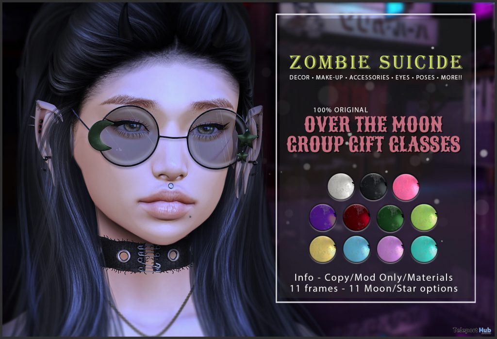 Over The Moon Glasses Fatpack January 2021 Group Gift by Zombie Suicide - Teleport Hub - teleporthub.com