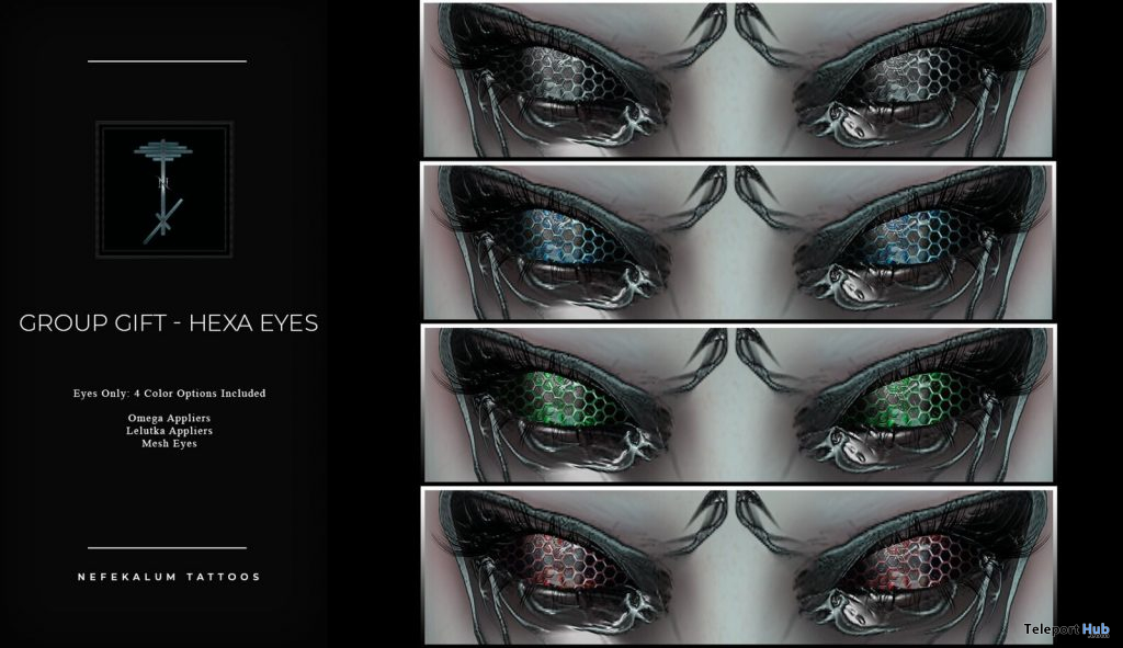 Hexa Eyes January 2021 Group Gift by Nefekalum Tattoos - Teleport Hub - teleporthub.com