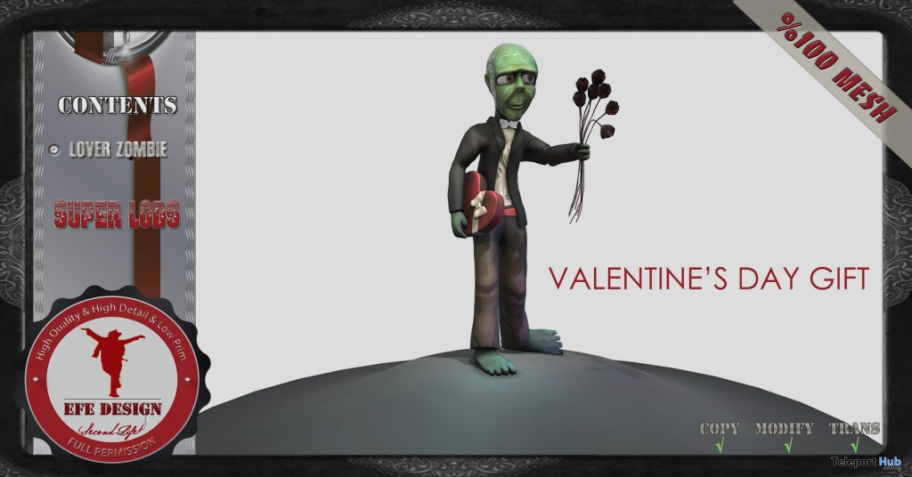 Valentines Day Lover Zombie Full Perm 1L Promo Gift by EFE DESIGN - Teleport Hub - teleporthub.com