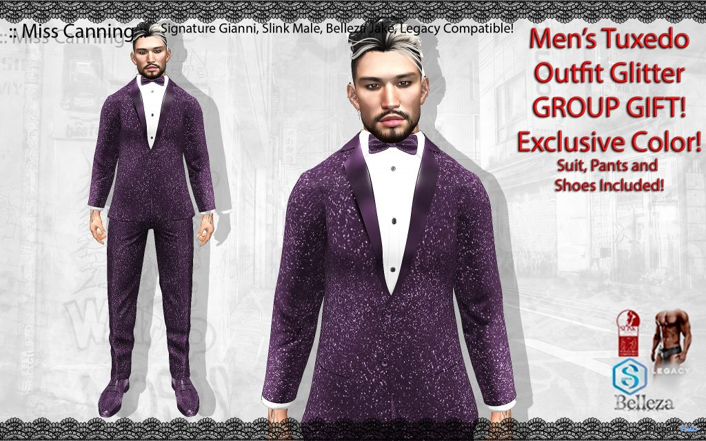 Men’s Tuxedo Outfit Exclusive Color January 2021 Group Gift by Miss Canning - Teleport Hub - teleporthub.com