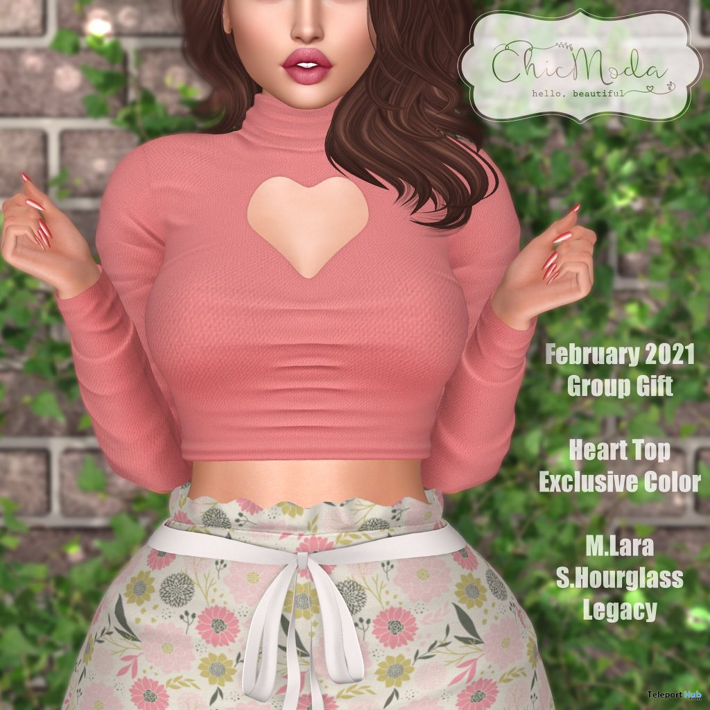 Heart Top Exclusive Color February 2021 Group Gift by ChicModa - Teleport Hub - teleporthub.com