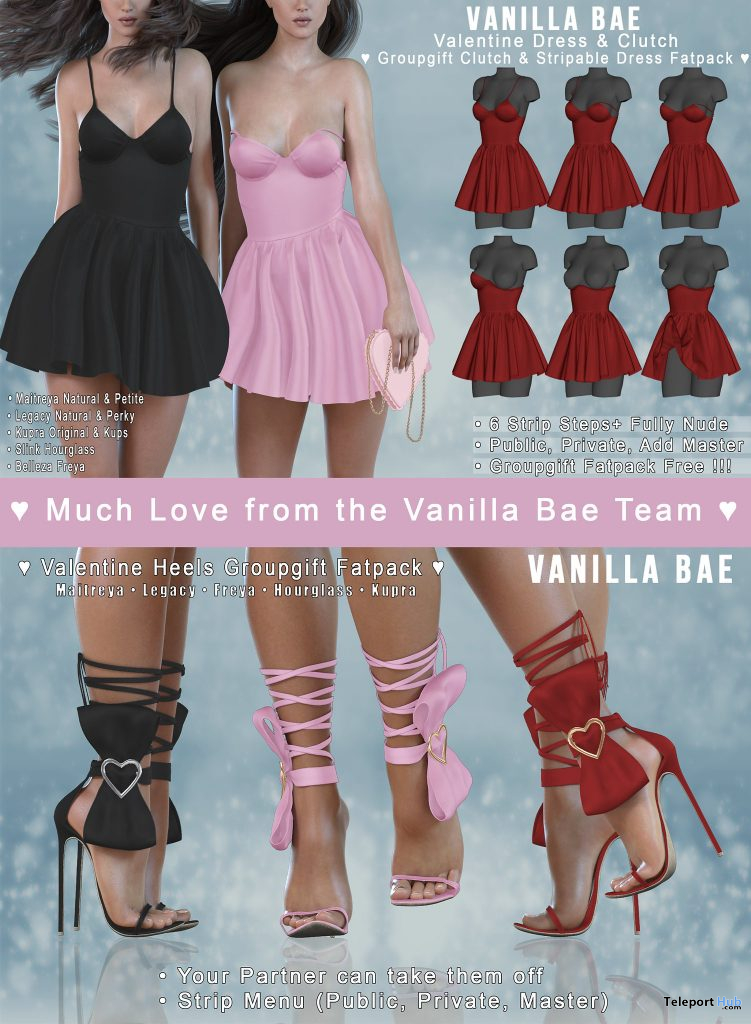 Valentine Dress, Clutch, & Heels February 2021 Group Gift by Vanilla Bae - Teleport Hub - teleporthub.com