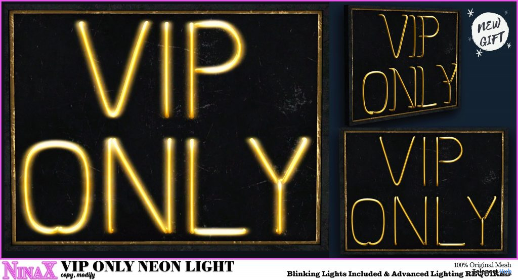 VIP Only Neon Light February 2021 Group Gift by NinaX - Teleport Hub - teleporthub.com