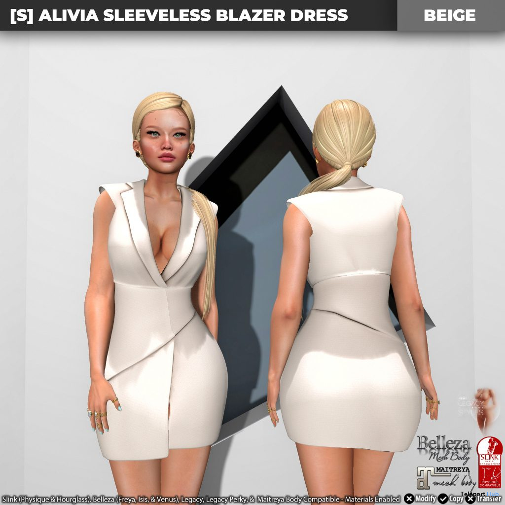 New Release: [S] Alivia Sleeveless Blazer Dress by [satus Inc] - Teleport Hub - teleporthub.com