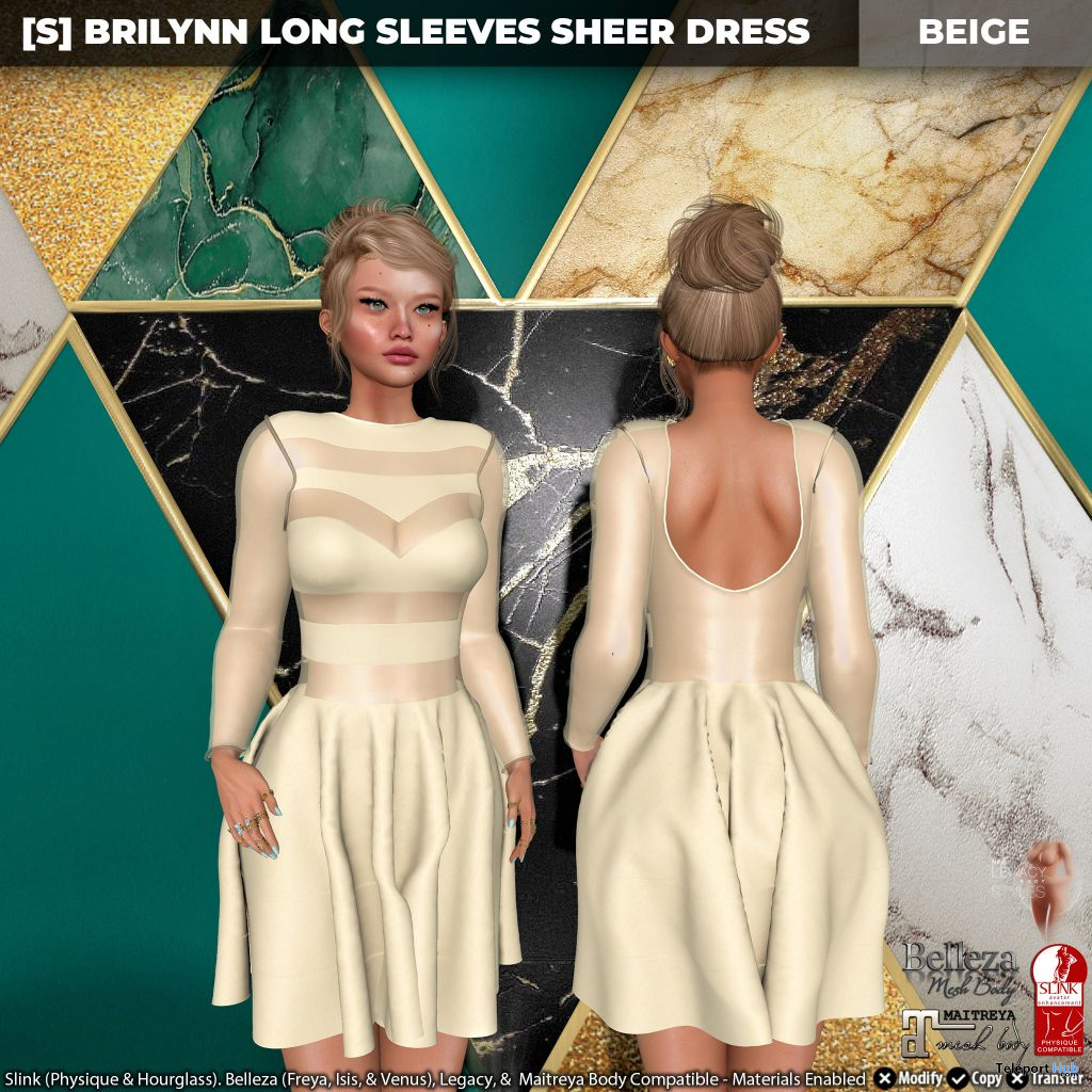 New Release: [S] Brilynn Long Sleeves Sheer Dress by [satus Inc] - Teleport Hub - teleporthub.com