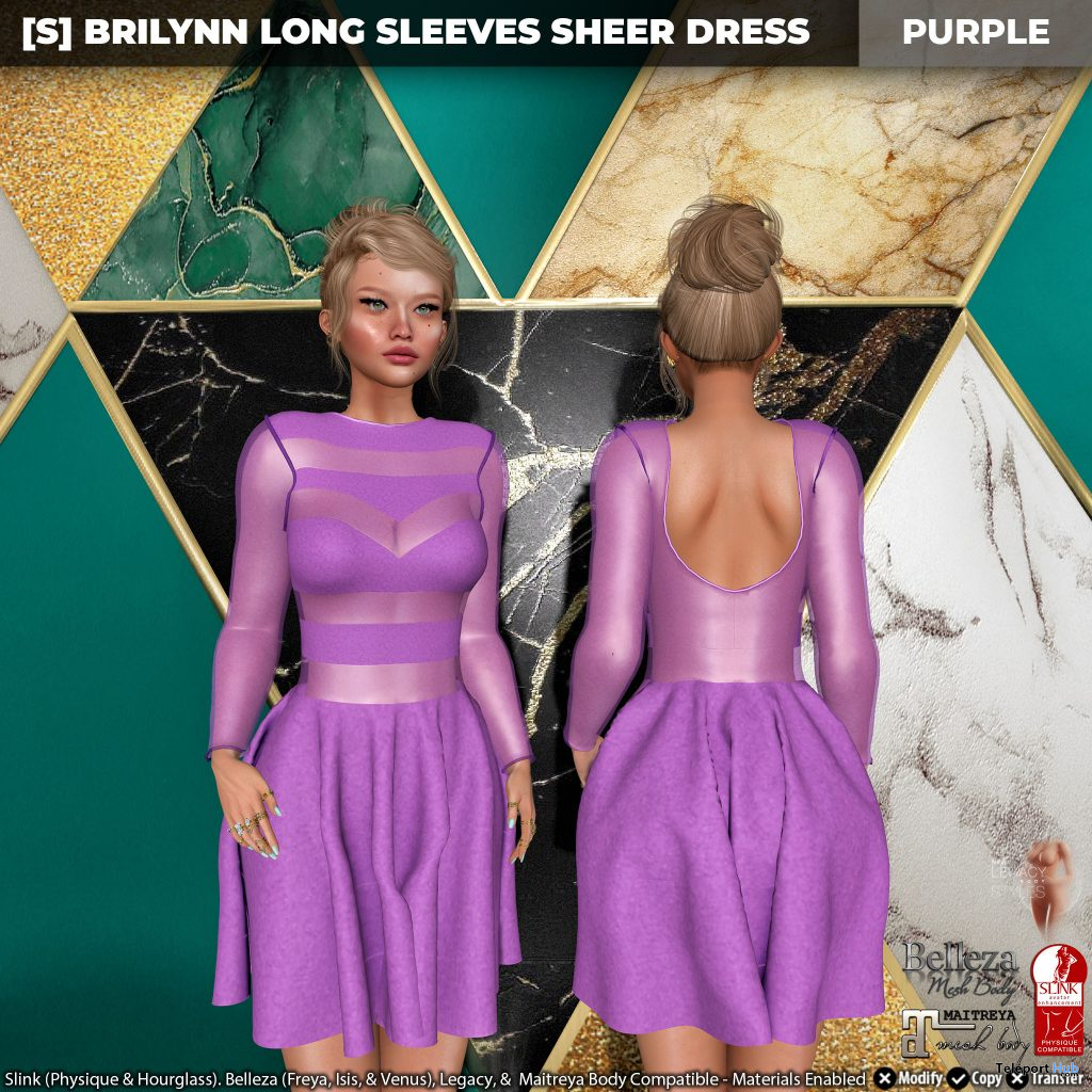 New Release: [S] Brilynn Long Sleeves Sheer Dress by [satus Inc] - Teleport Hub - teleporthub.com