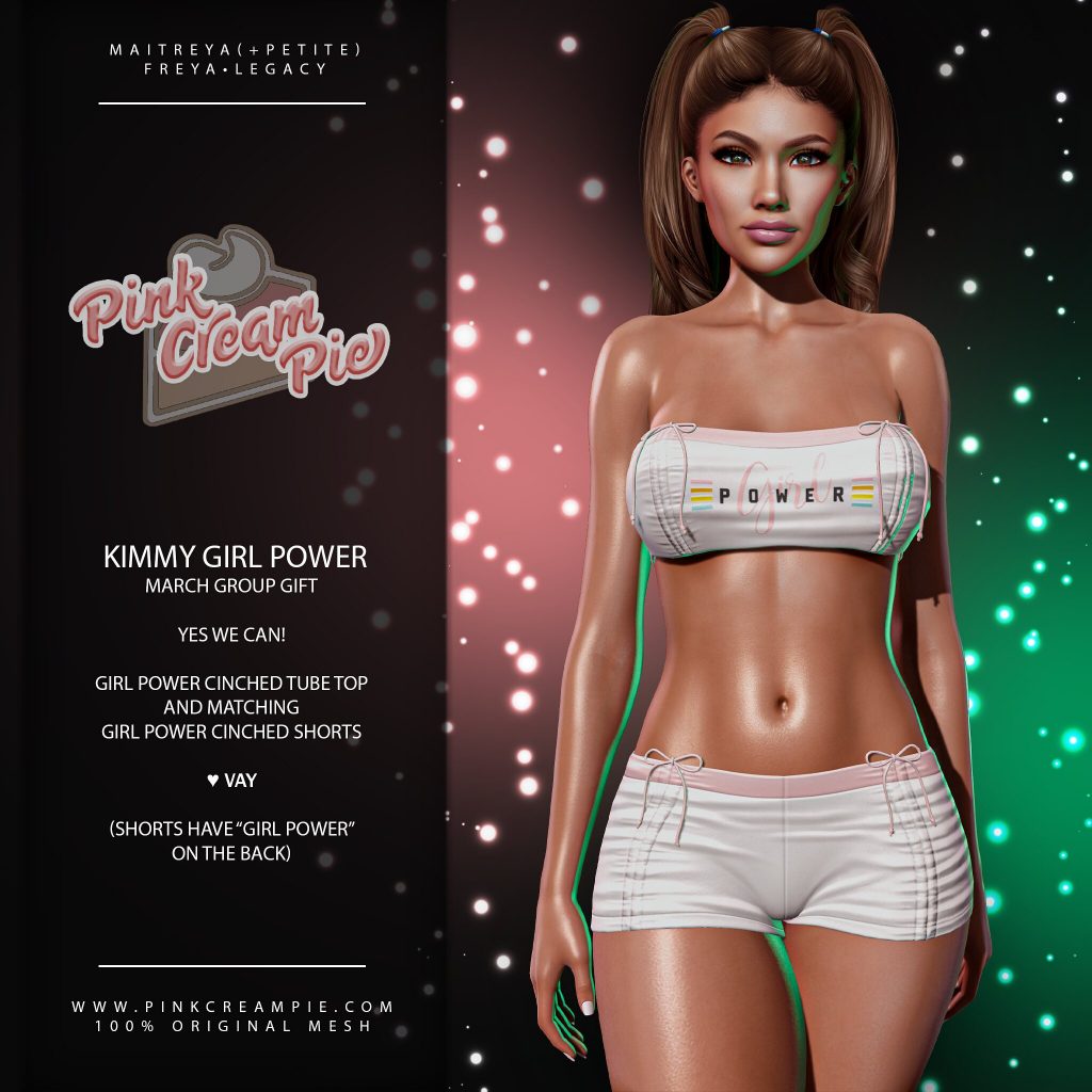 Kimmy Girl Power Tube Top & Shorts March 2021 Group Gift by Pink Cream Pie - Teleport Hub - teleporthub.com