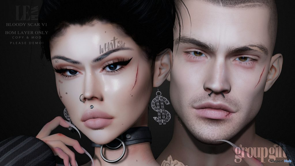 Bloody Scar V1 BOM March 2021 Group Gift by LePunk - Teleport Hub - teleporthub.com