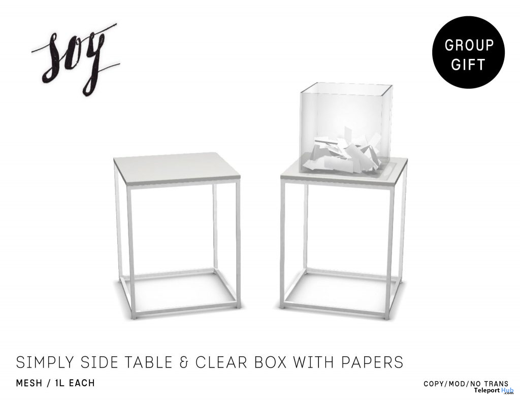 Simply Side Table & Clear Box With Papers March 2021 Subscriber Gift by Soy - Teleport Hub - teleporthub.com