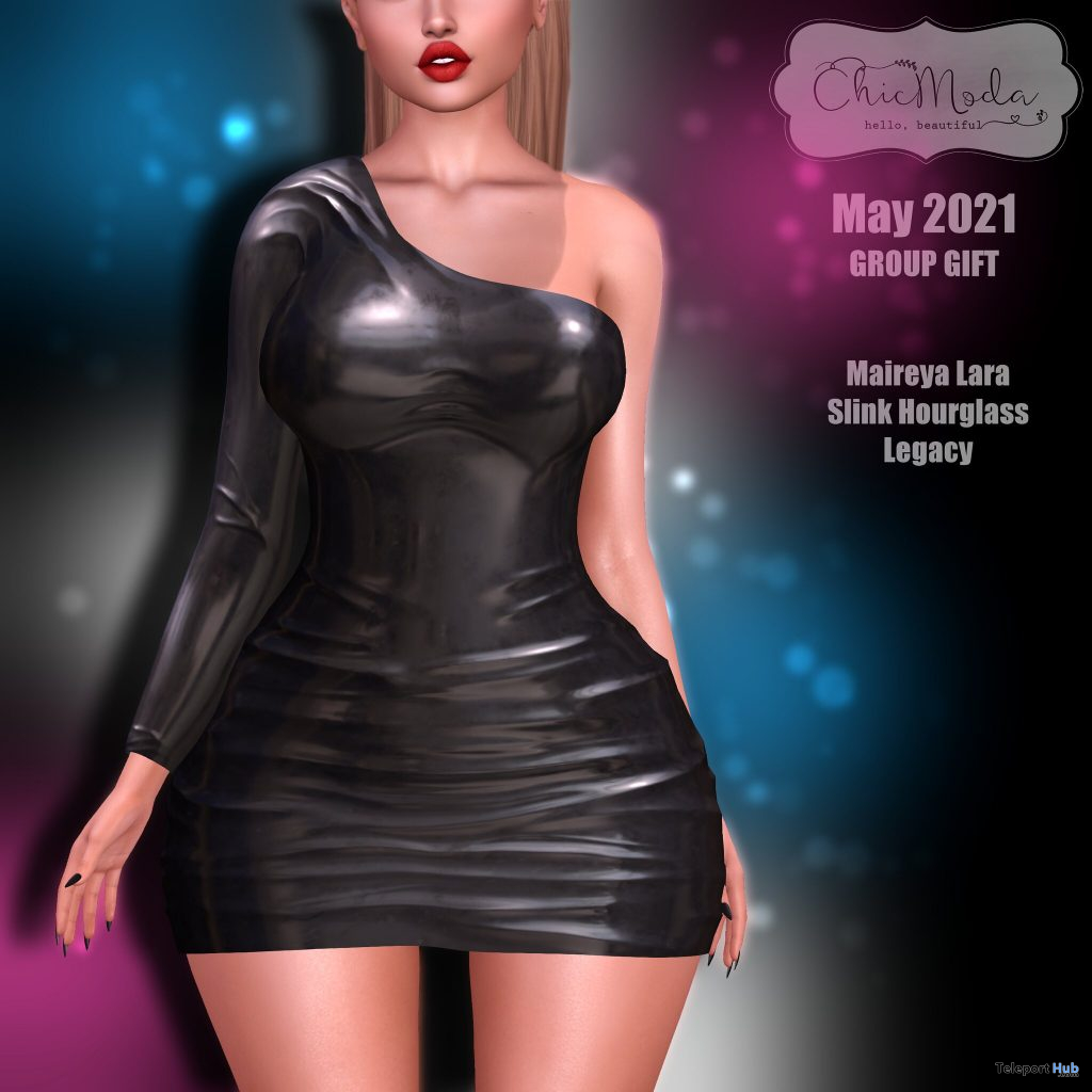 Viola Dress Black Latex May 2021 Group Gift by ChicModa - Teleport Hub - teleporthub.com