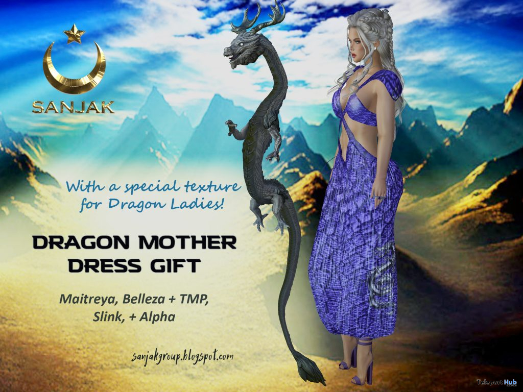 Dragon Mother Dress May 2021 Group Gift by Sanjak - Teleport Hub - teleporthub.com