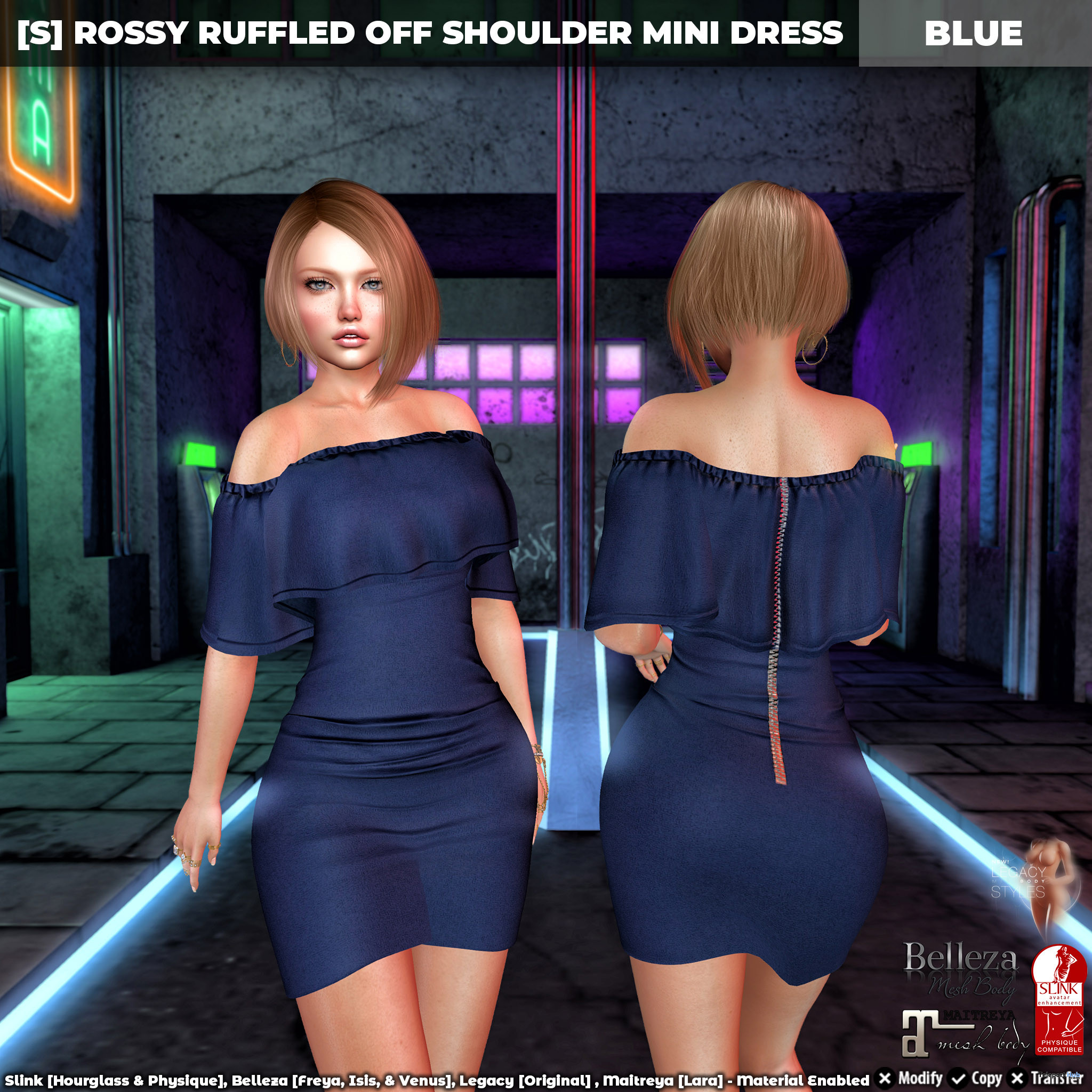 New Release: [S] Rossy Ruffled Off Shoulder Mini Dress by [satus Inc] - Teleport Hub - teleporthub.com