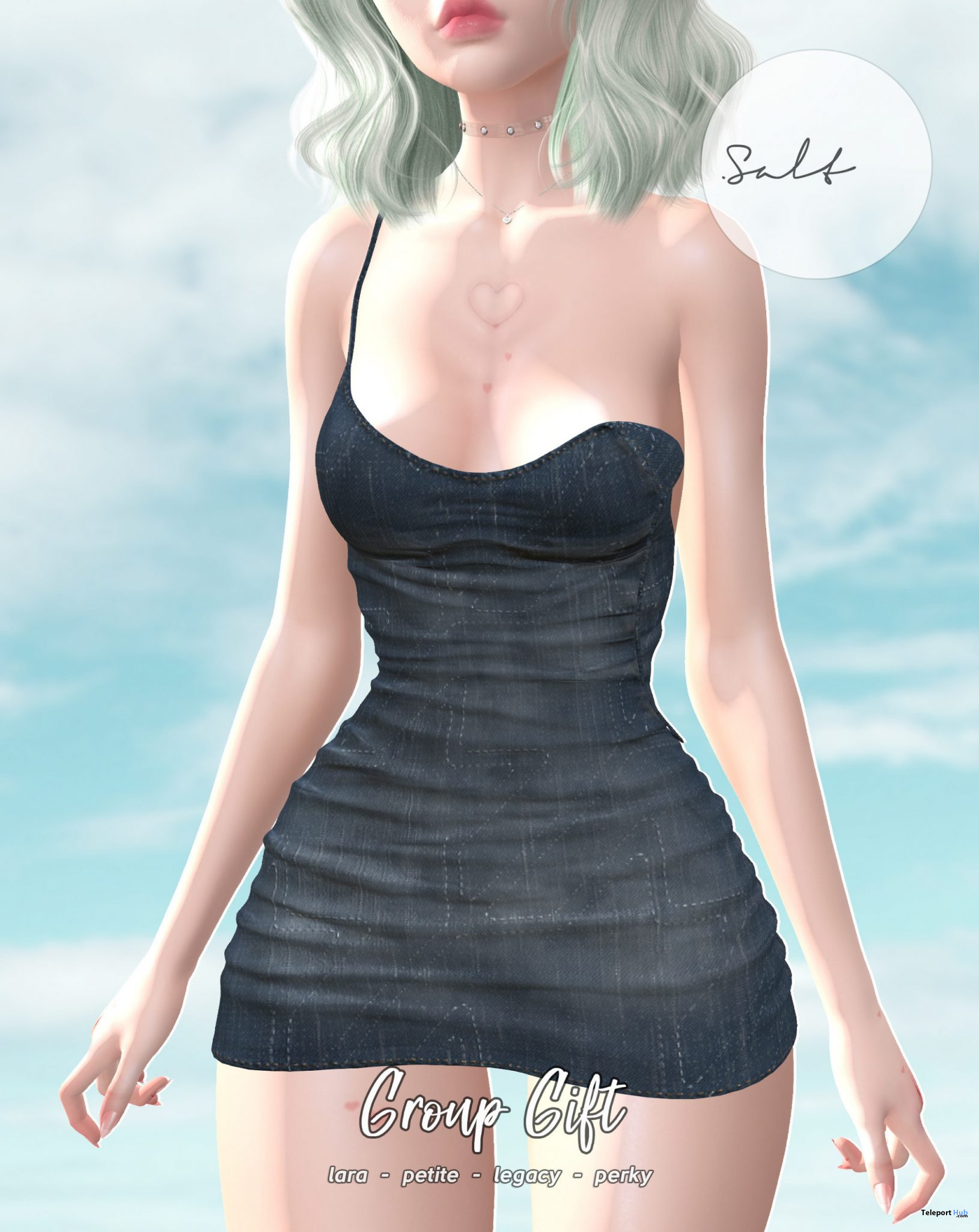 Denim Elea Dress Black August 2021 Group Gift by .SALT - Teleport Hub - teleporthub.com