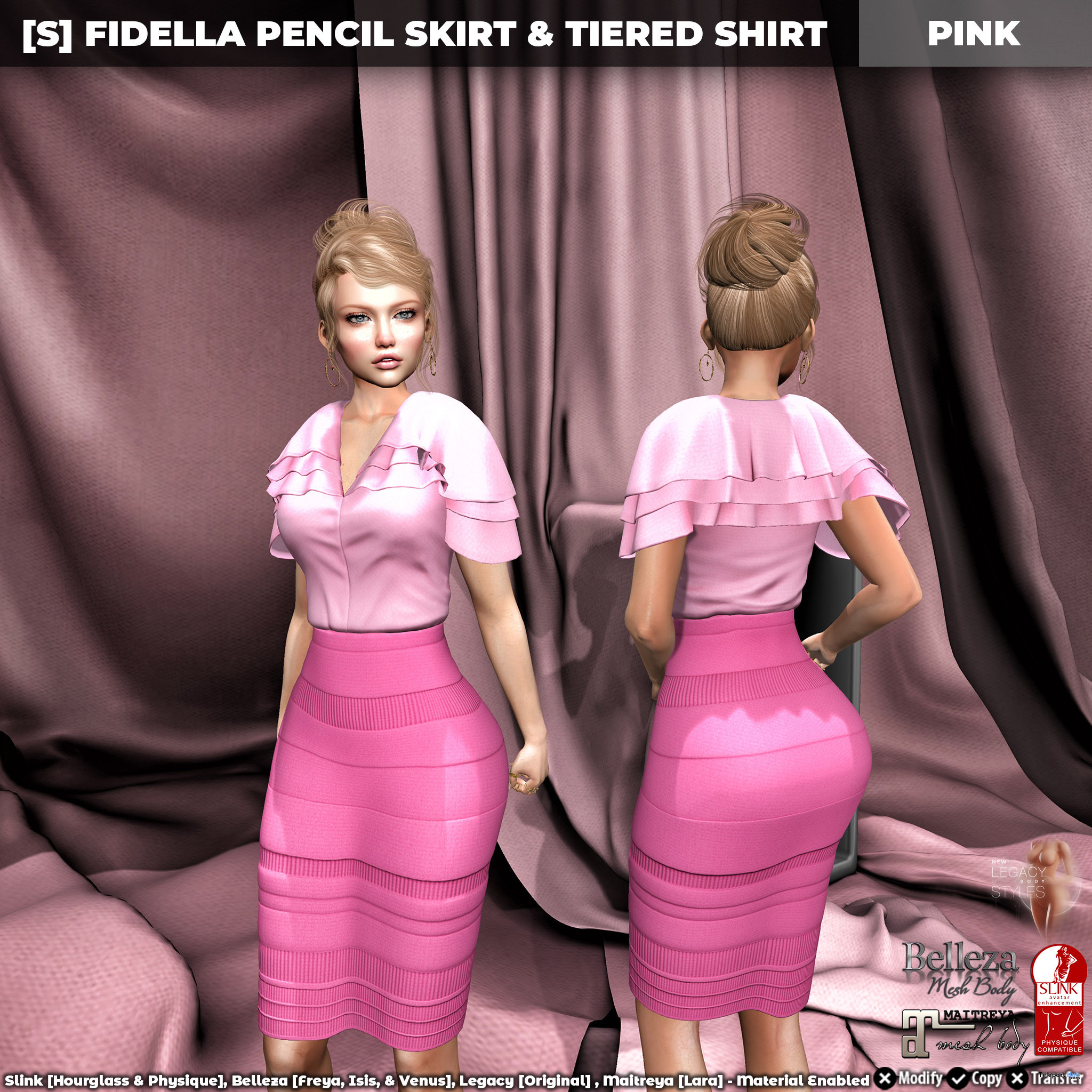 New Release: [S] Fidella Pencil Skirt & Tiered Shirt by [satus Inc] - Teleport Hub - teleporthub.com