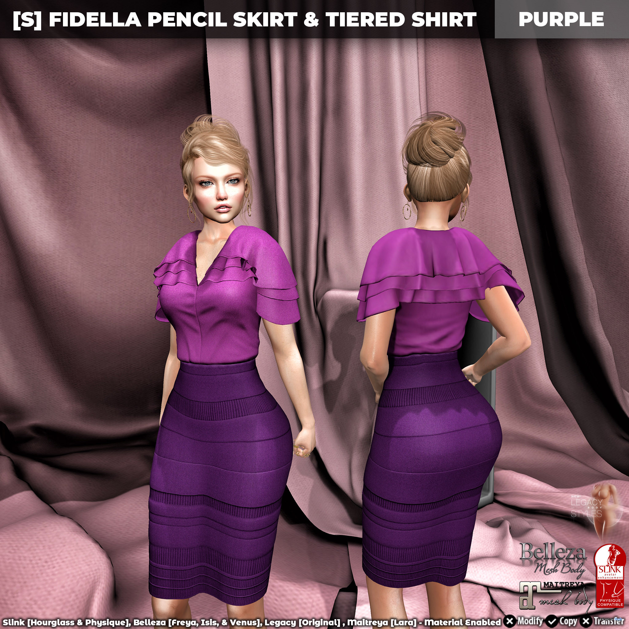 New Release: [S] Fidella Pencil Skirt & Tiered Shirt by [satus Inc] - Teleport Hub - teleporthub.com