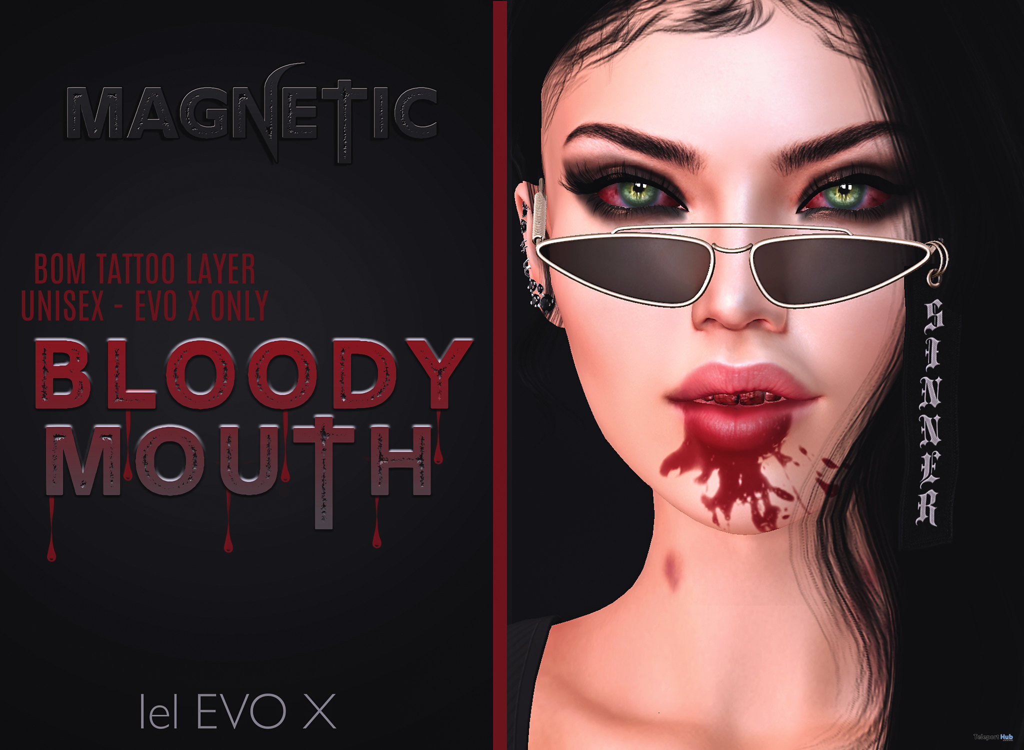 Bloody Mouth Unisex BOM For Lelutka EvoX October 2021 Group Gift by Magnetic - Teleport Hub - teleporthub.com