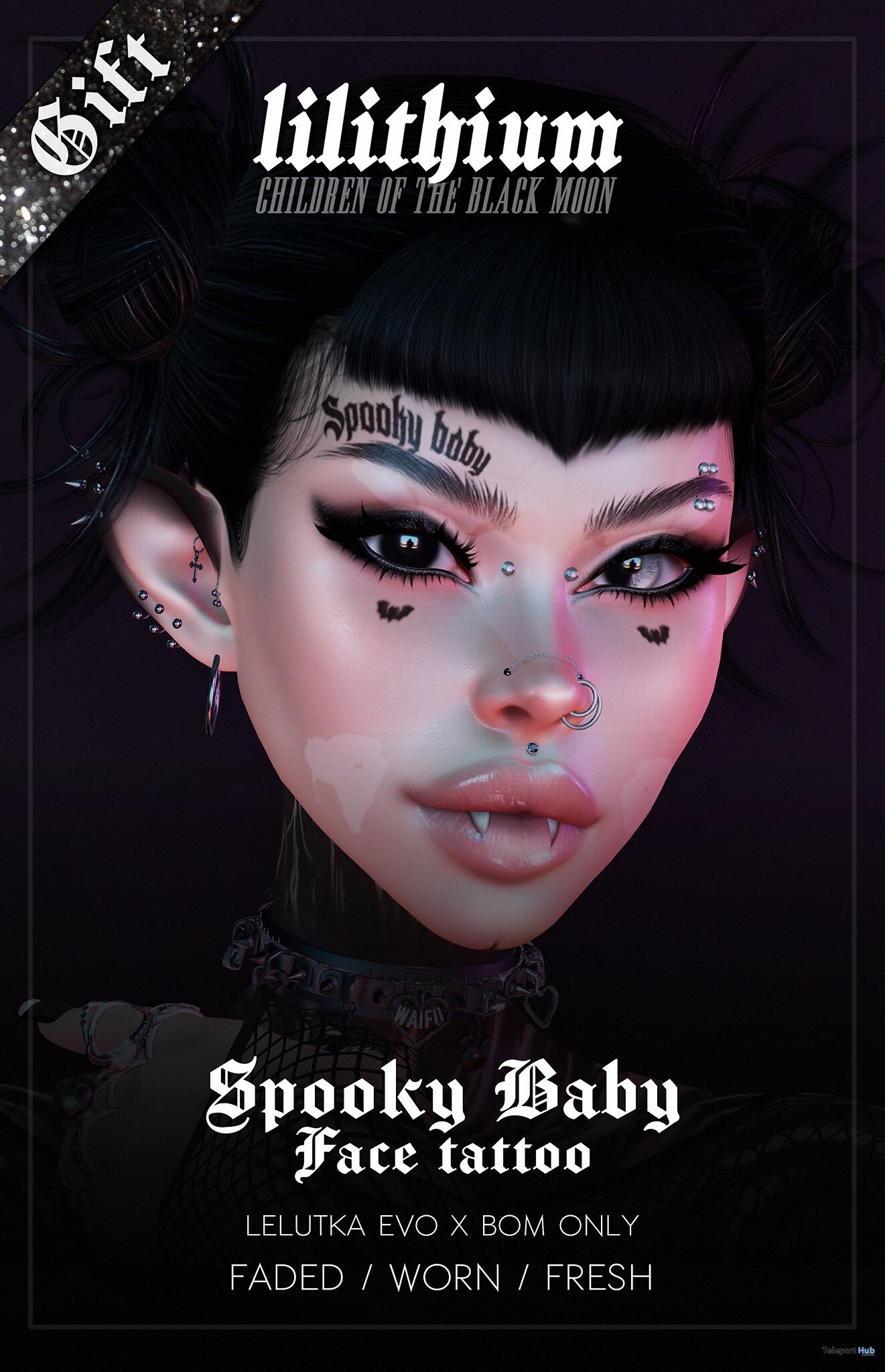 Spooky Baby Face BOM Tattoo For Lelutka EvoX October 2021 Gift by LILITHIUM - Teleport Hub - teleporthub.com