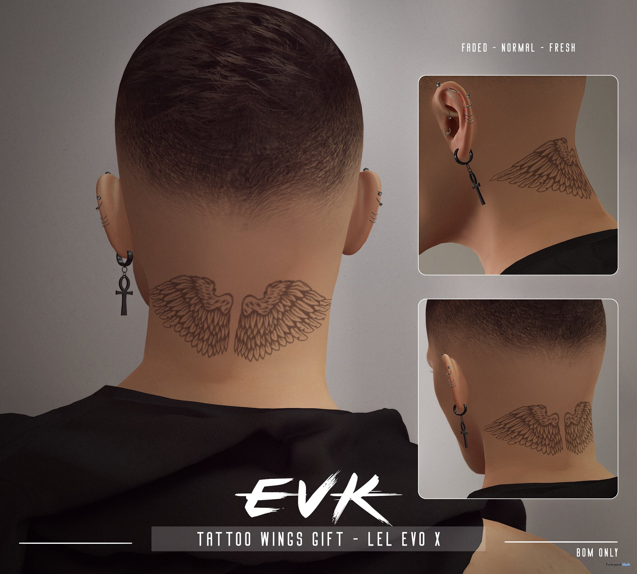 Wings BOM Neck Tattoo For Lelutka EvoX 1L Promo Gift by [EVK] - Teleport Hub - teleporthub.com