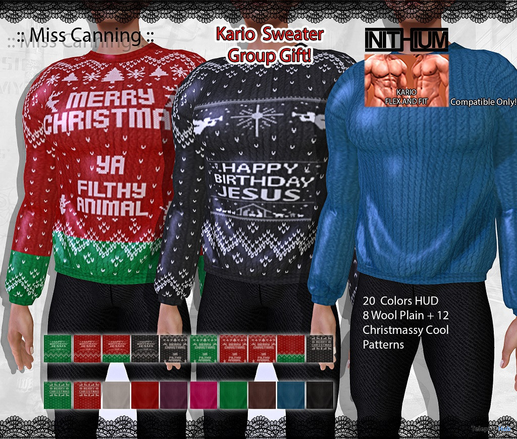 Christmassy Loose Sweater November 2021 Group Gift by Miss Canning - Teleport Hub - teleporthub.com