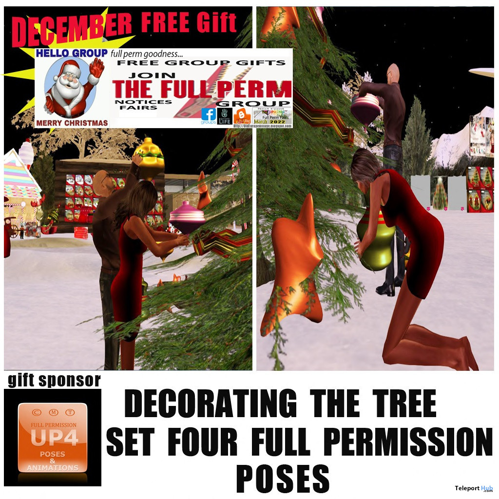  Decorate The Tree Together Group Poses December 2021 Group Gift by Up4 Poses and Animations - Teleport Hub - teleporthub.com