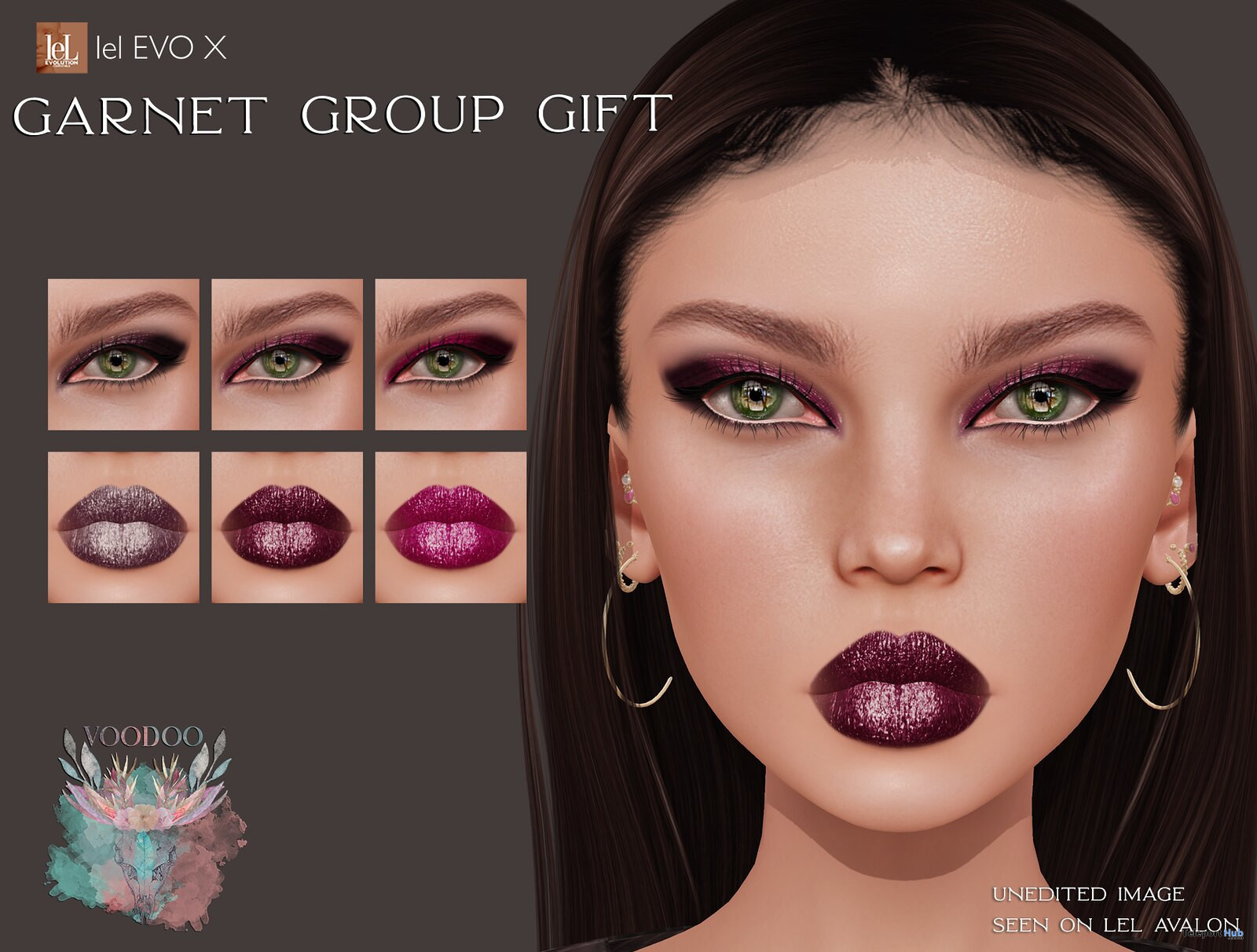 Garnet Makeup Set January 2022 Group Gift by Voodoo MakeUp - Teleport Hub - teleporthub.com