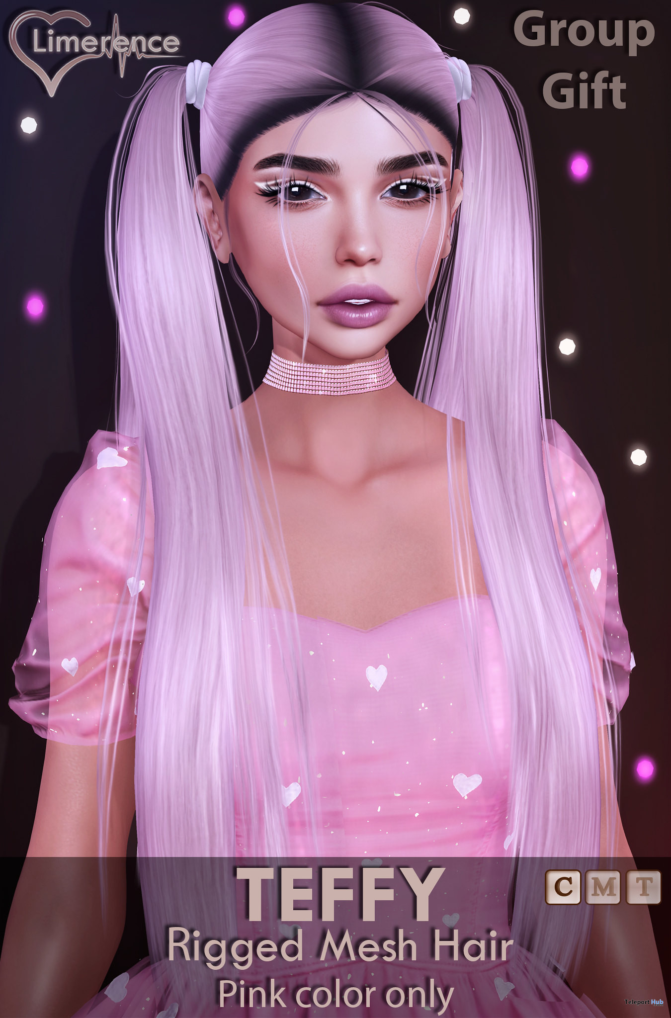 Teffy Hair Pink February 2022 Group Gift by Limerence - Teleport Hub - teleporthub.com