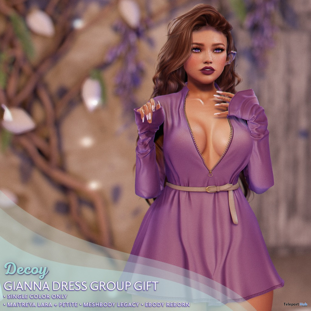 Gianna Dress Iris April 2022 Group Gift by Decoy - Teleport Hub - teleporthub.com
