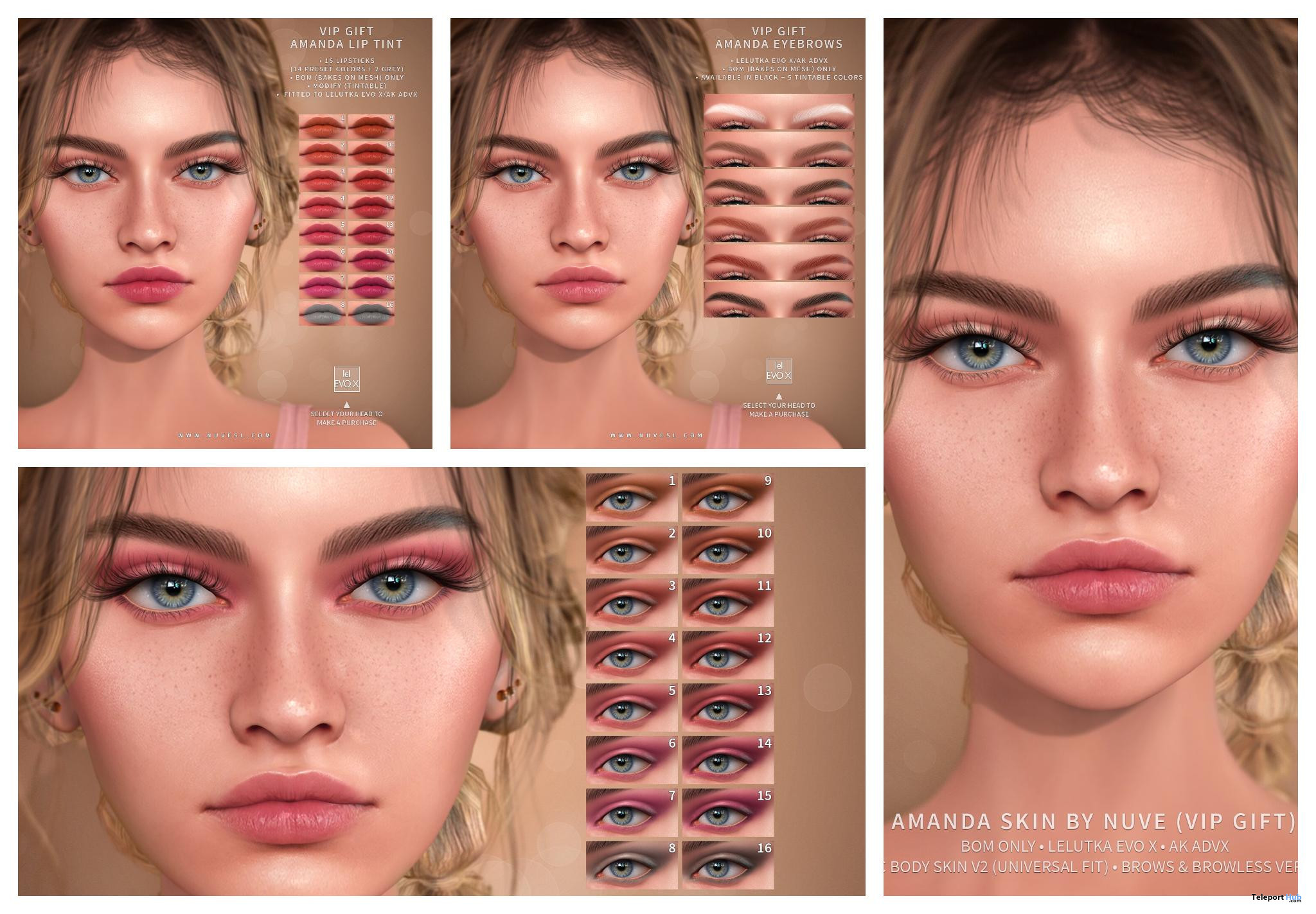 Amanda Skin Fatpack & Makeup Addons April 2022 Group Gift by Nuve - Teleport Hub - teleporthub.com
