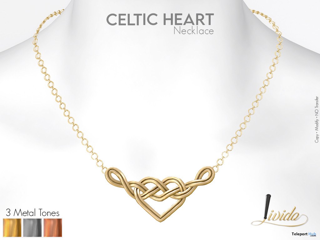Celtic Heart Necklace June 2022 Group Gift by Livido - Teleport Hub - teleporthub.com