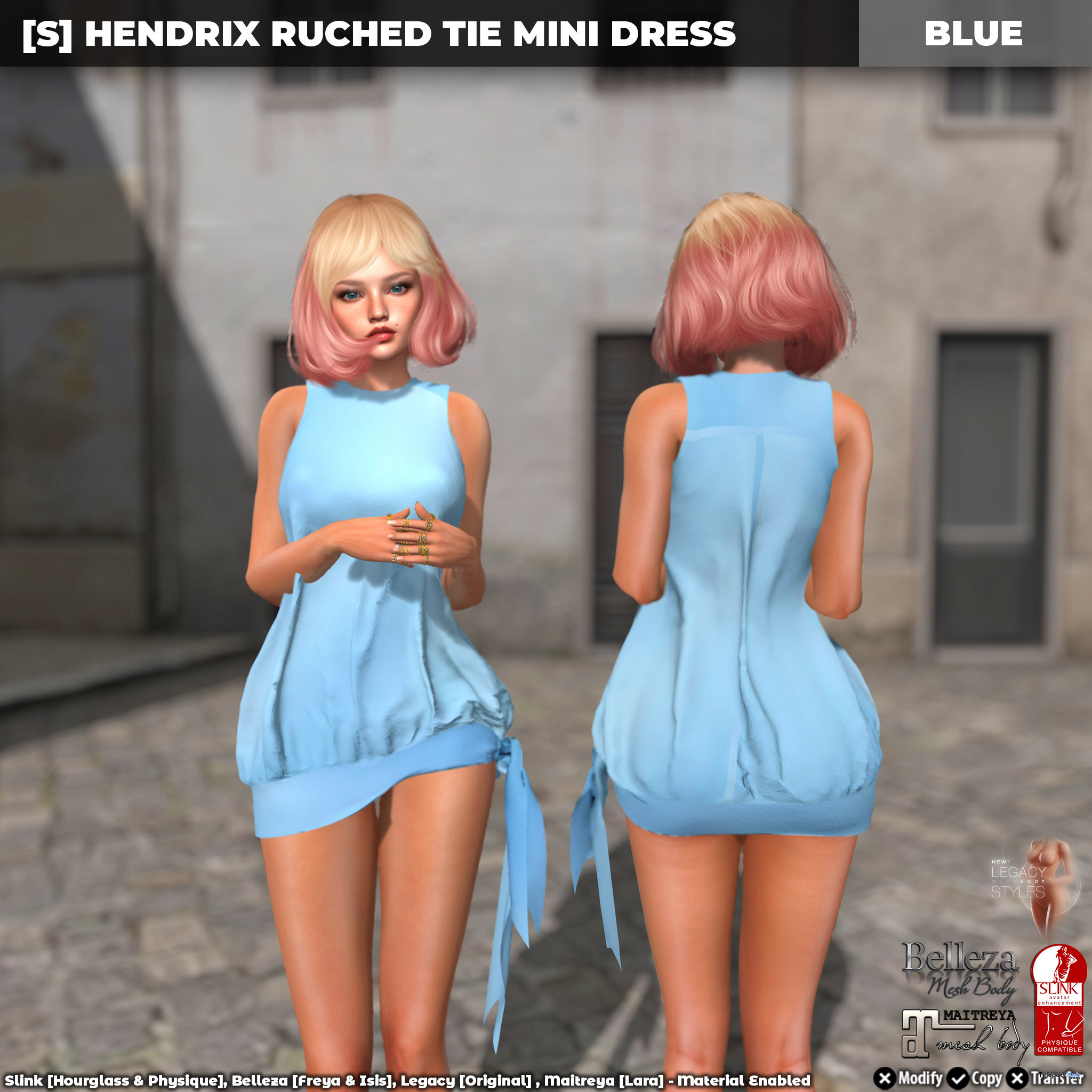 New Release: [S] Hendrix Ruched Tie Mini Dress by [satus Inc] - Teleport Hub - teleporthub.com