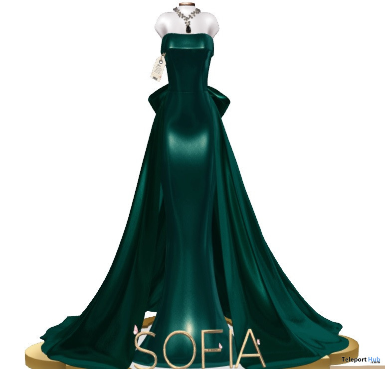 Mira Gown Emerald May 2022 Group Gift by SOFIA - Teleport Hub - teleporthub.com