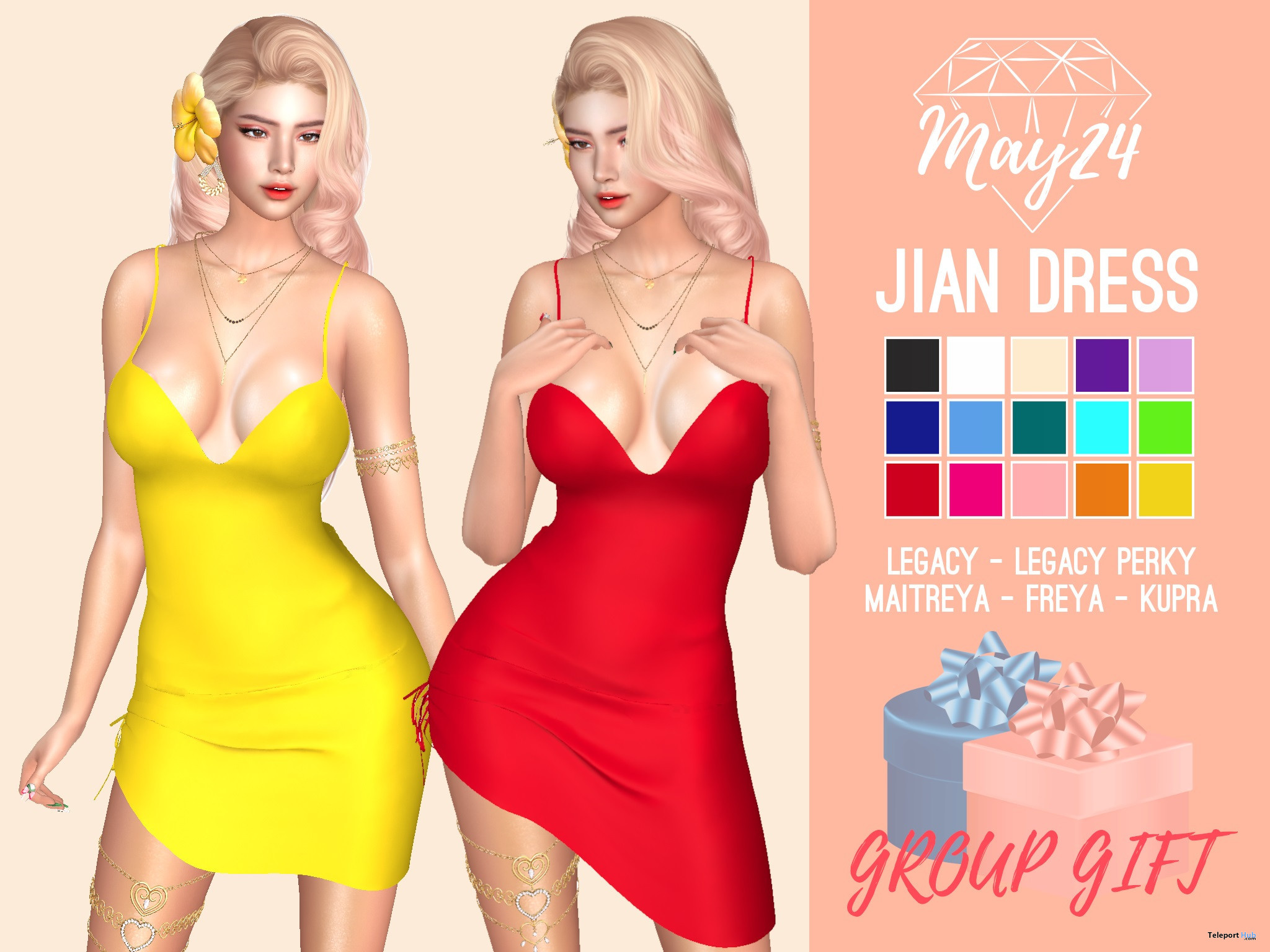Jian Dress Fatpack June 2022 Group Gift by May24 - Teleport Hub - teleporthub.com