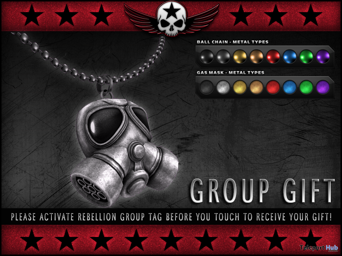 Gas Mask Necklace July 2022 Group Gift by REBELLION - Teleport Hub - teleporthub.com
